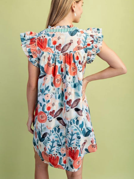 Floral Print Ruffled Mini Dress