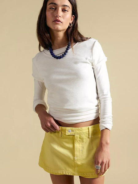 Free People Gallivanting Peekaboo Skort - Lemon Ice