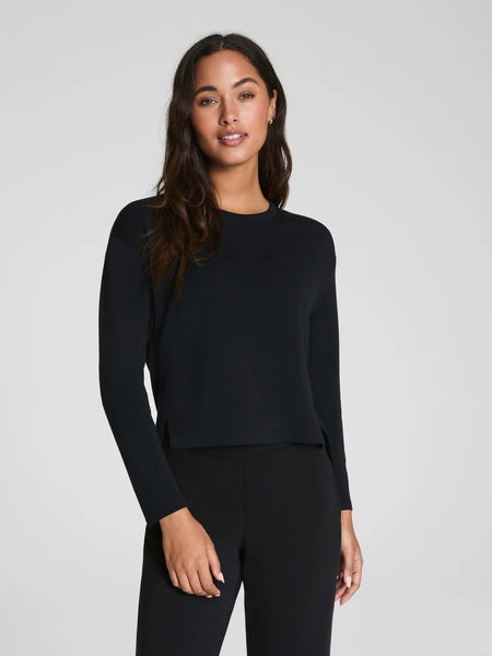 SPANX AirEssential Relaxed Long Sleeve Top - Very Black
