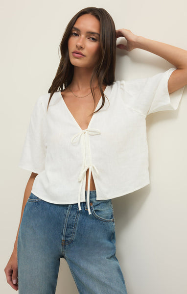 ZSupply La Belle Linen Cropped Top - White