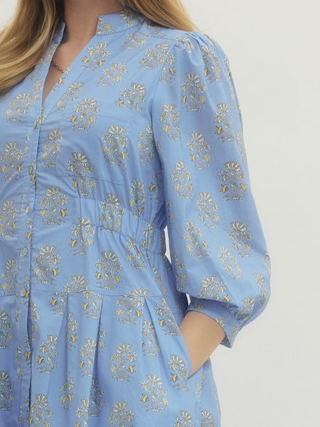 Entro Floral Mini Dress - Blue