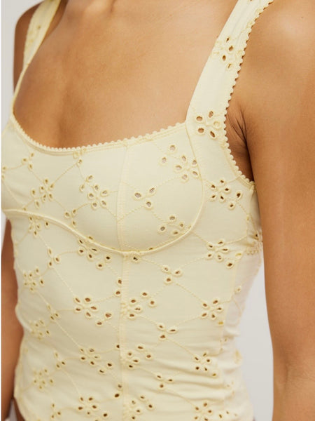 Free People Full Bloom Eyelet Cami - Banana Cream