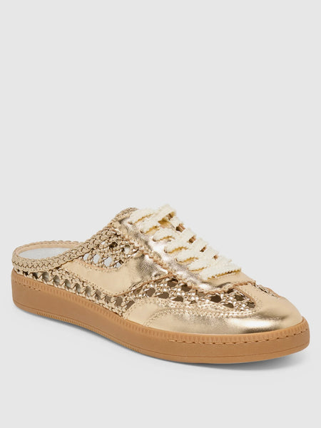 Notice Slide on Sneaker - Gold Woven Stella