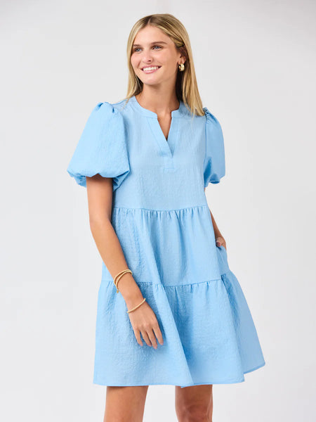 Kinsley Dress- Light Blue Seersucker