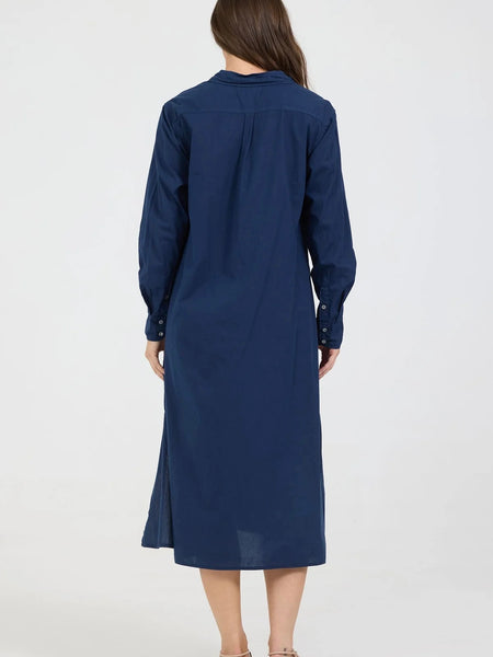 Loden Poplin Dress- Black Iris