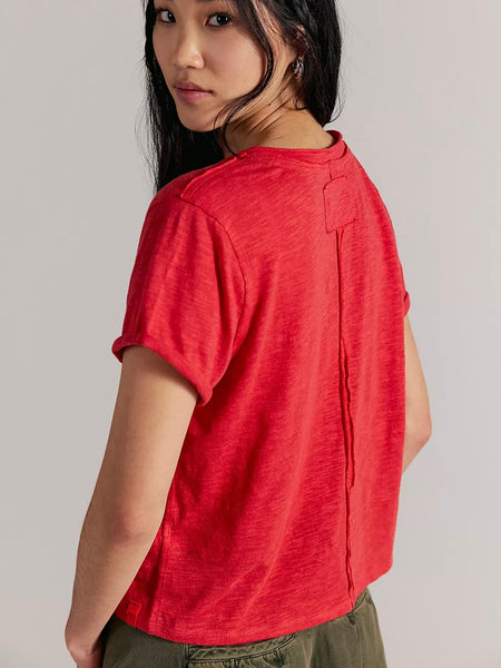 Free People Take 2 Tee - Racing Red Combo