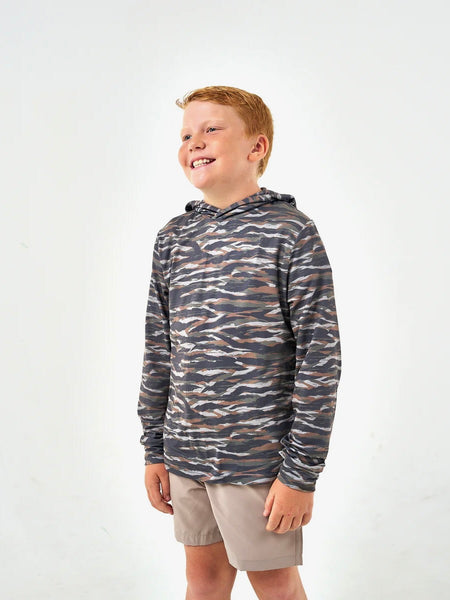 Burlebo Youth Performance Hoodie - Tiger Stripe Camo - Wetland