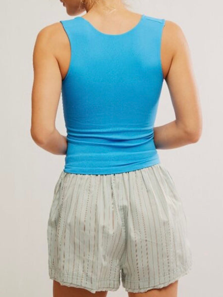 Free People Clean Lines Muscle Cami - Sky