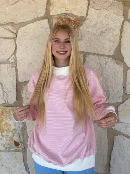 Stripped Mock Neck