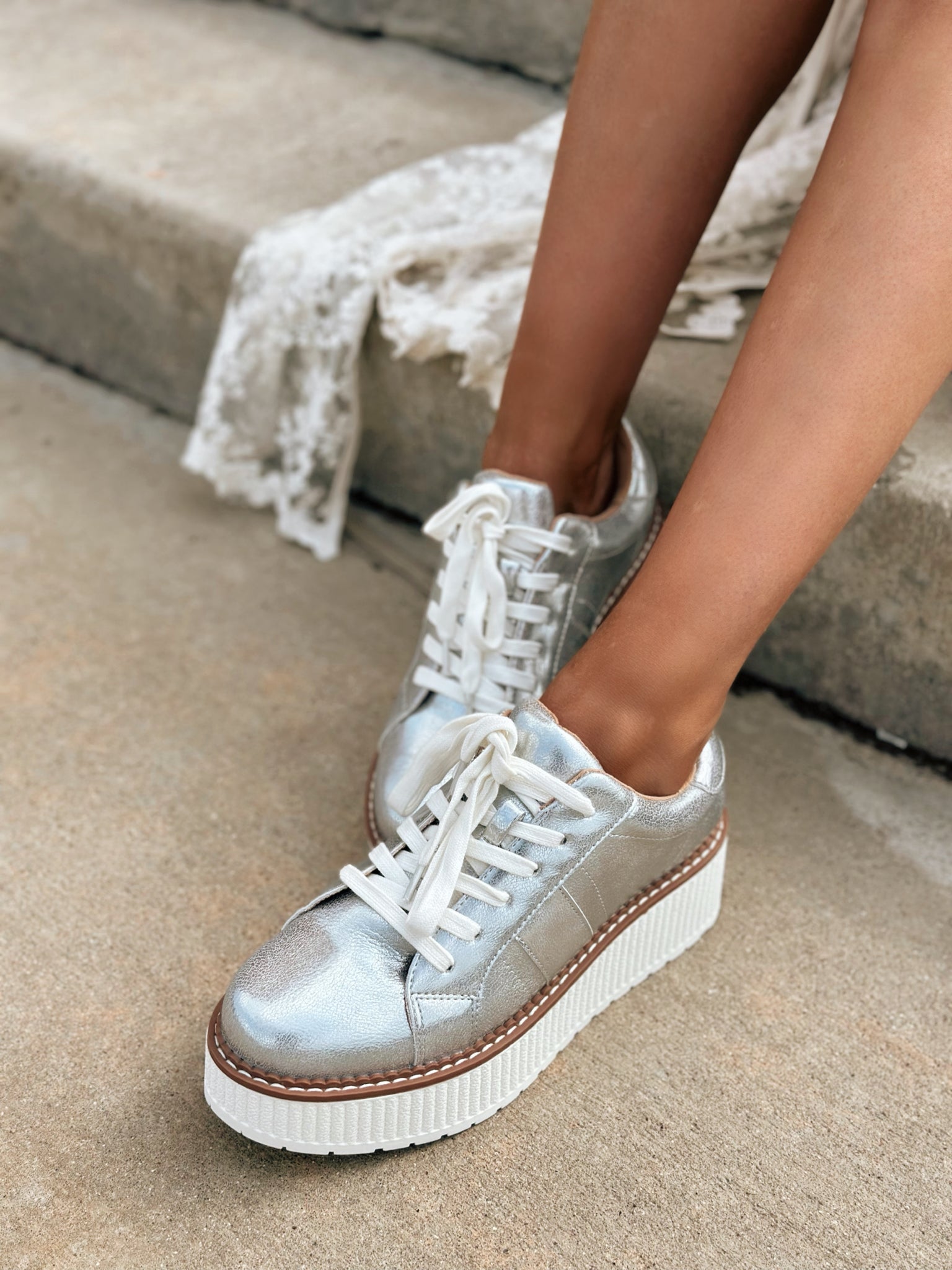 Marcell Flatform Sneaker- Silver