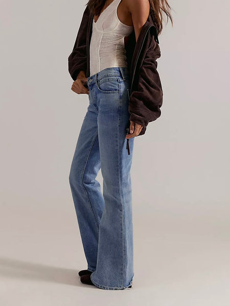 Free People West Coast Relaxed Flare Jeans - Dodger