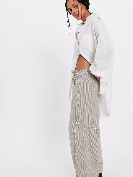 Free People Something Good Barrel Pants- Ivory Combo