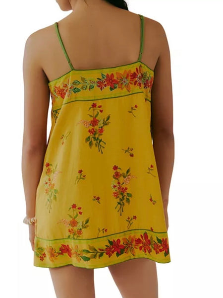 Free People Bali Take Me With You Mini Dress- Yellow