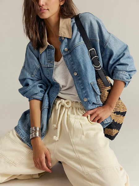 Free People Lemon Denim Jacket - Berry Blues