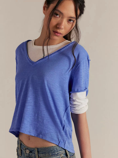 Free People Take 2 Tee - Cornflower Combo