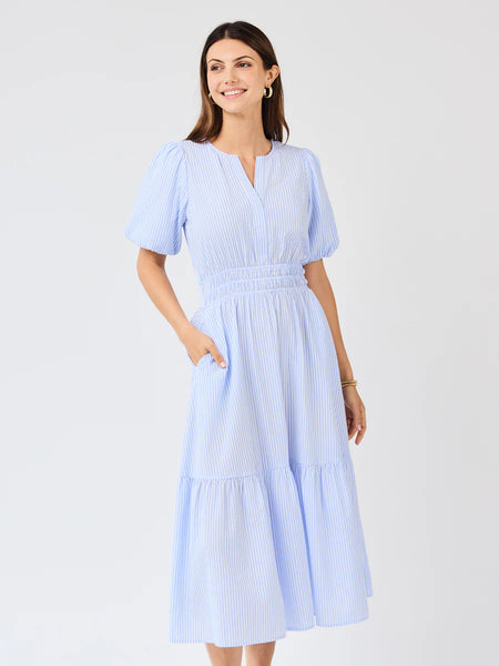 Ivy Dress- Blue & White Seersucker