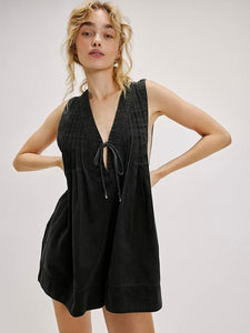 Free People Webster Romper - Black Wash
