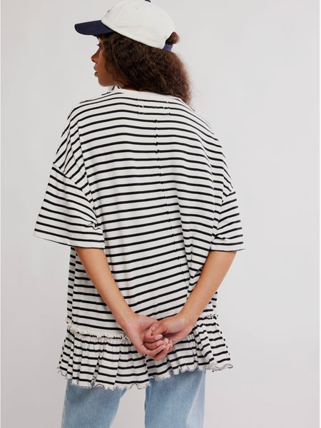 Free People Why Yes Striped Tee - Black & White