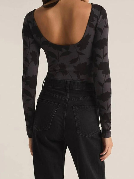 ZSupply Baela Shadow Floral Bodysuit- Black