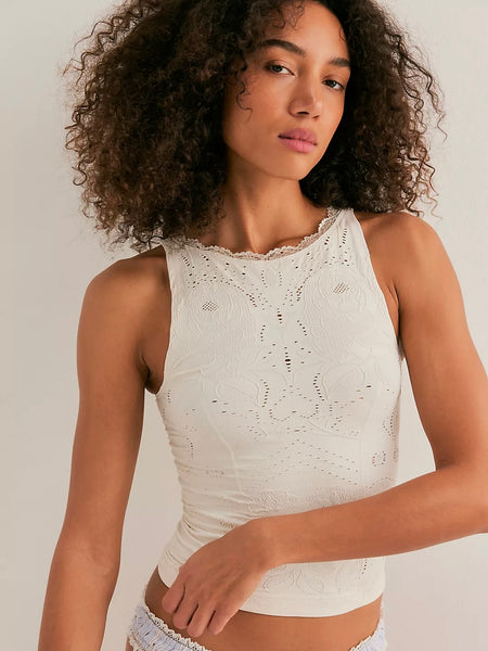 Free People Flirty Flutters Tank - Clean Ivory