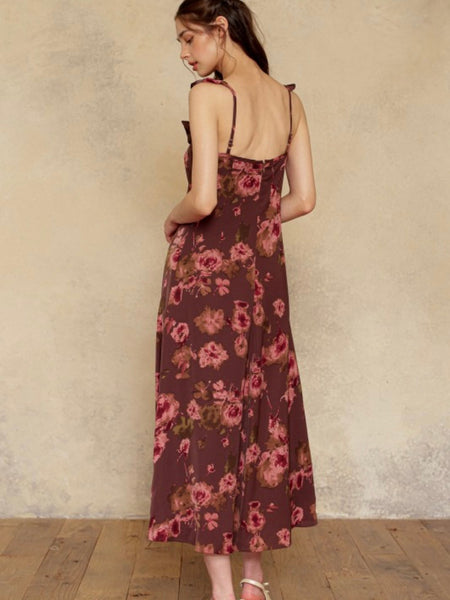 Rosy Mocha Ruffle Slip Dress