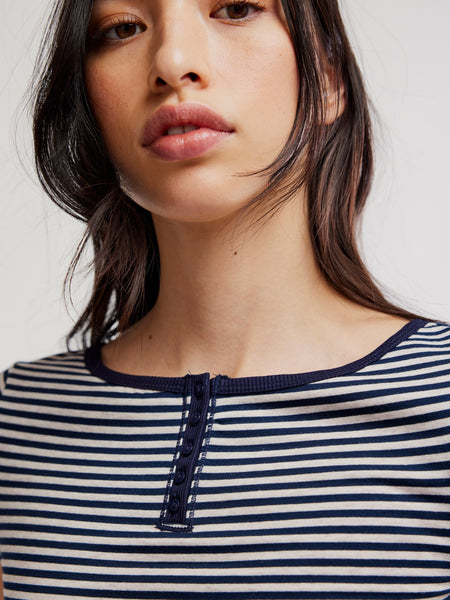 Free People Morning Pages Henley - Navy Combo