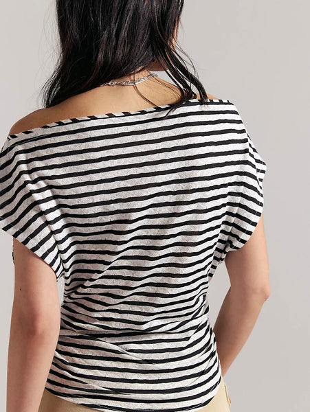 Free People Ellie Off-The-Shoulder Top- Black Combo