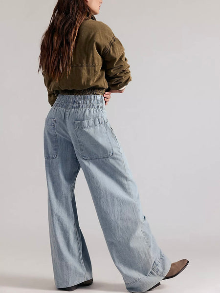 Free People Breezy Denim Pull-On Jeans- Dusk