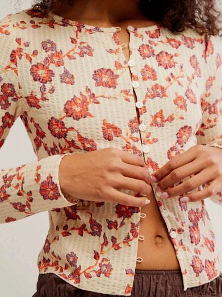 Free People Tilly Long Sleeve Cardi - Tea Combo