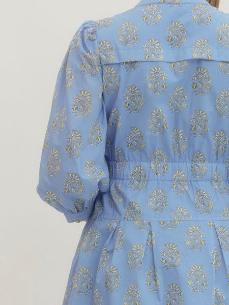 Entro Floral Mini Dress - Blue