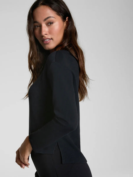 SPANX AirEssential Relaxed Long Sleeve Top - Very Black