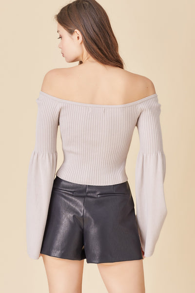 Off Shoulder Bell Sleeve Sweater