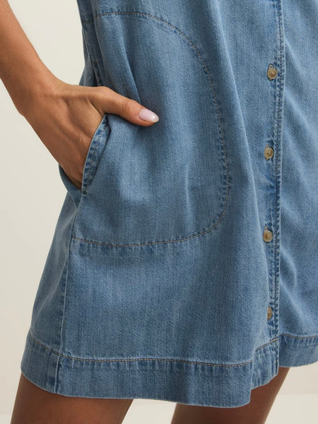 ZSupply Napa Lightweight Denim Mini Dress - Shoreline