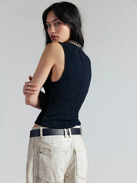 Free People Jamie Henley Tank- Pitch Black