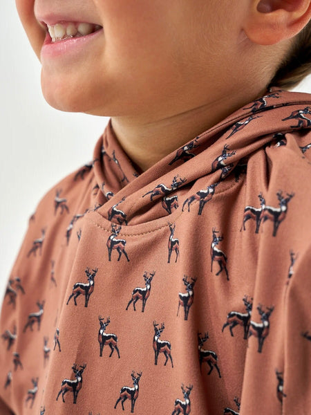 Burlebo Youth Performance Hoodie - Whitetail Deer - Brown