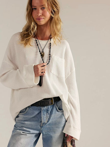 Free People Dawson Pocket Thermal - Clean Ivory