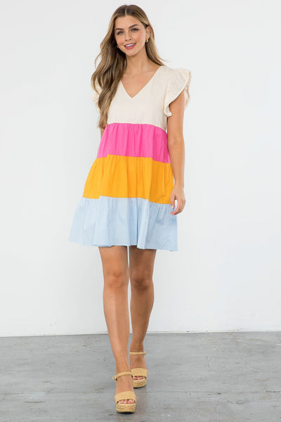 Poplin Colorblock Dress