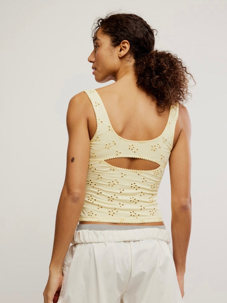 Free People Full Bloom Eyelet Cami - Banana Cream