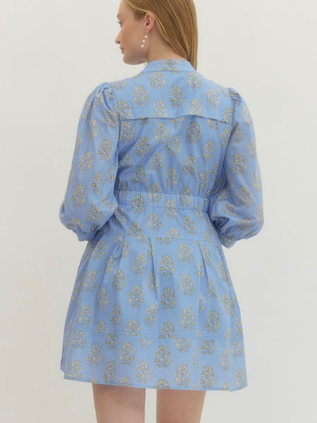 Entro Floral Mini Dress - Blue