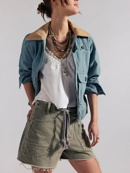 Free People Moxie Barrel Shorts - Fern