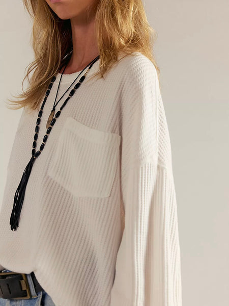 Free People Dawson Pocket Thermal - Clean Ivory