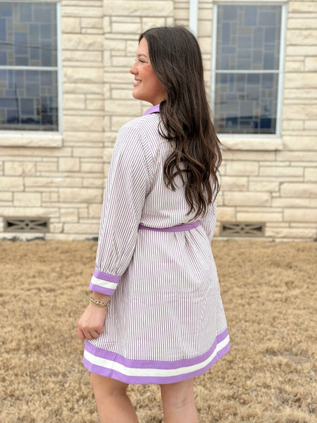 Entro Striped Mini Dress - Purple