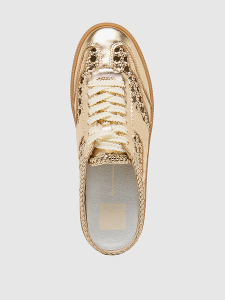 Notice Slide on Sneaker - Gold Woven Stella