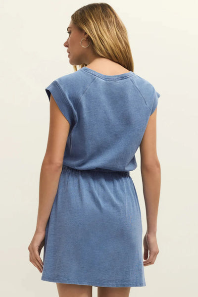 ZSupply Kalani Jersey Denim Mini Dress - Santorini Indigo