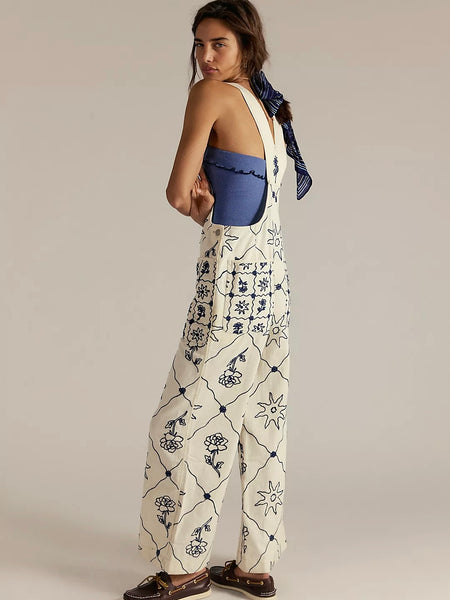 Free People Rising Sun Overalls - Solar Ecru