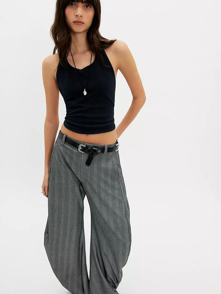 Free People Round Two Pique Low Back- Black