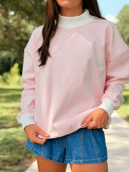 Stripped Mock Neck