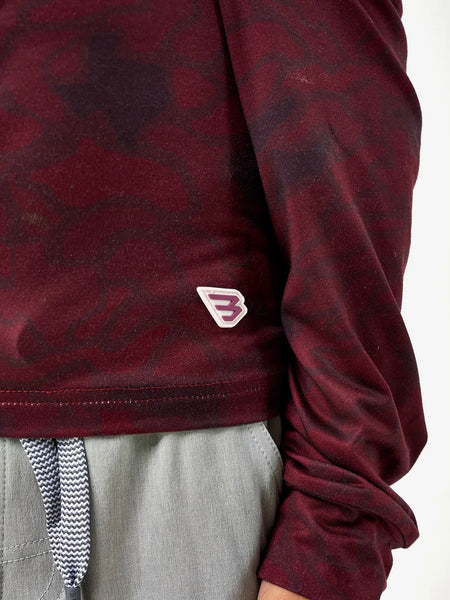 Burlebo Youth Performance Hoodie - Maroon Texas Camo