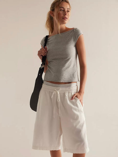 Free People Seamless Modal Tee - Heather Grey