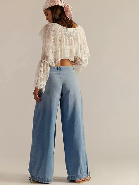 Free People Lotus Balloon Jeans - Bijou Blue